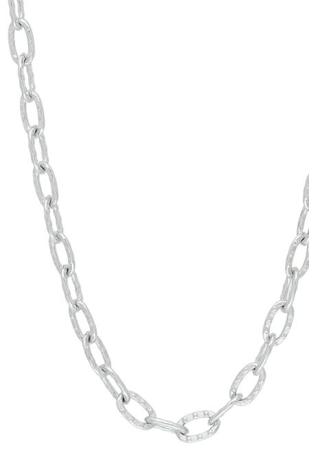 Shop Esme By Aashna Dalmia Silver Plated Interlink Pattern Chain at Aza Fashions Shop_Esme By Aashna Dalmia_Silver Plated Interlink Pattern Chain _at_Aza_Fashions