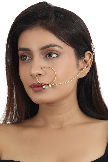 Riana Jewellery Stone Embellished Nath 