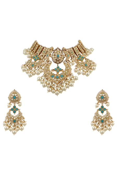 Riana Jewellery Pearl Drop Necklace Set 