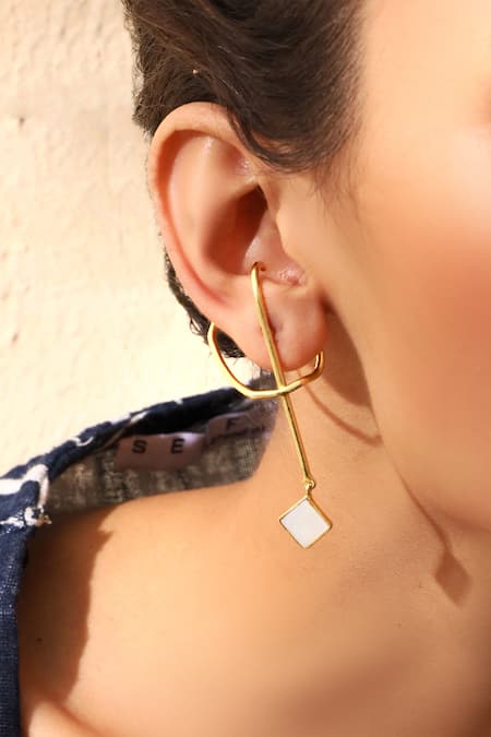 Buy Gold Plated Stone Abstract Long Earrings by Varnika Arora Online at Aza  Fashions.