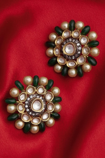 Fashion Round Big Pearl Earrings Women | Big Round Rhinestone Stud Earrings  - High - Aliexpress