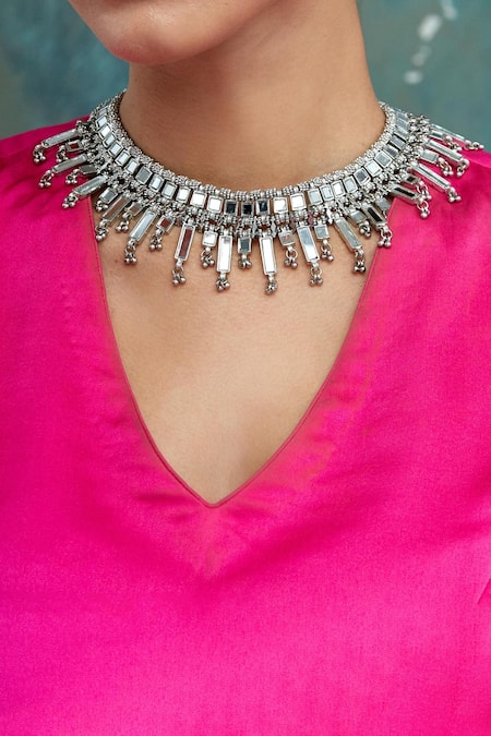 House Of Tuhina Falak Qabeela Mirror Studded Choker 