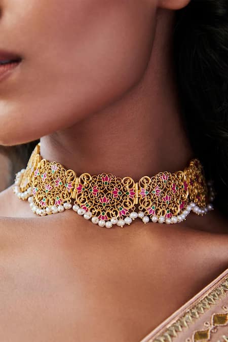Traditional Light Pink Choker Necklace | FashionCrab.com | Pink choker, Pink  choker necklace, Bold statement jewelry