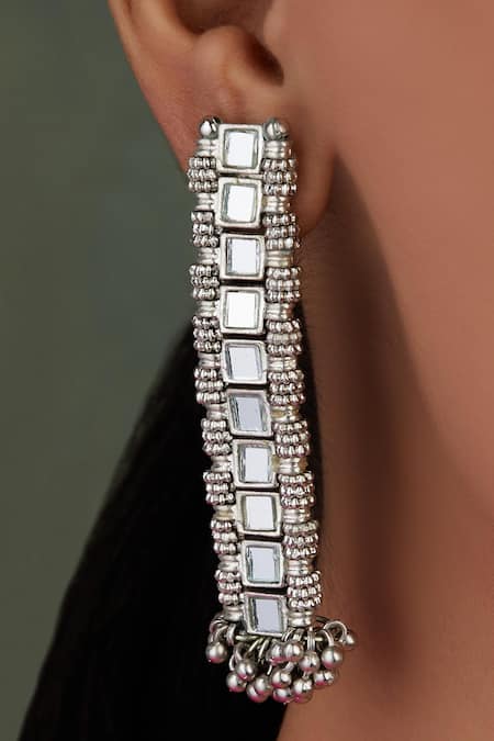 House Of Tuhina Zia Mirror Embellished Earrings 