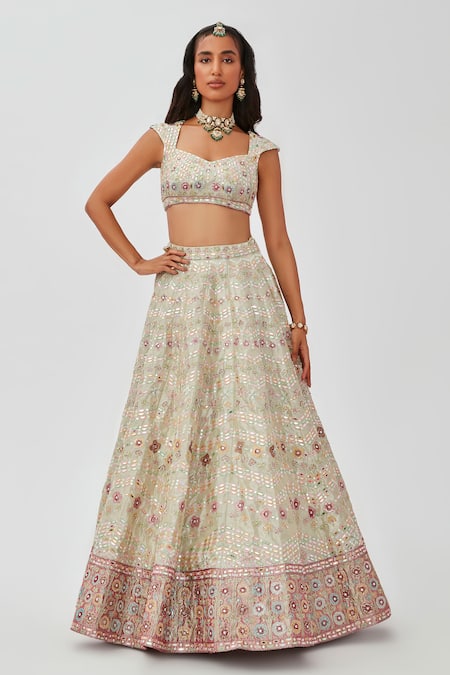 Buy Aisha Rao Ivory Tissue Sequins, Mirrors, Beads, Mahnaz Work 16 Kali Bridal Lehenga Set Online at Aza Fashions Buy_Aisha Rao_Ivory Tissue Sequins, Mirrors, Beads, Mahnaz Work 16 Kali Bridal Lehenga Set _Online_at_Aza_Fashions