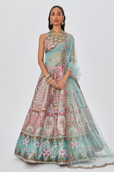 Gaurangi Crushed Chinnon Lehenga (With Can-Can)