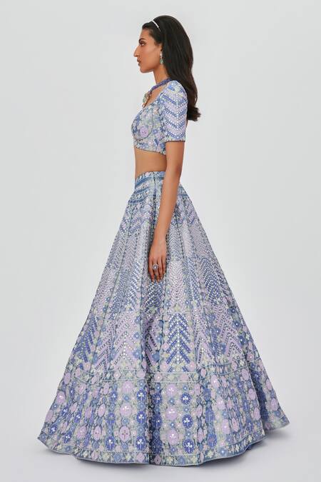 Buy Aisha Rao Purple Tissue Embroidery, Ziba Work Embellished 16 Kali Bridal Lehenga Set Online at Aza Fashions Buy_Aisha Rao_Purple Tissue Embroidery, Ziba Work Embellished 16 Kali Bridal Lehenga Set _Online_at_Aza_Fashions