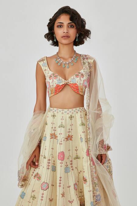 Buy Aisha Rao Ivory Net Embroidery, Floral Print And Embellished 10 Kali Bridal Lehenga Set Online at Aza Fashions Buy_Aisha Rao_Ivory Net Embroidery, Floral Print And Embellished 10 Kali Bridal Lehenga Set _Online_at_Aza_Fashions