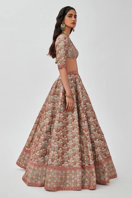 Buy Aisha Rao Brown Tissue Embroidery, Tara Flower Applique 16 Kali Bridal Lehenga Set Online at Aza Fashions Buy_Aisha Rao_Brown Tissue Embroidery, Tara Flower Applique 16 Kali Bridal Lehenga Set _Online_at_Aza_Fashions