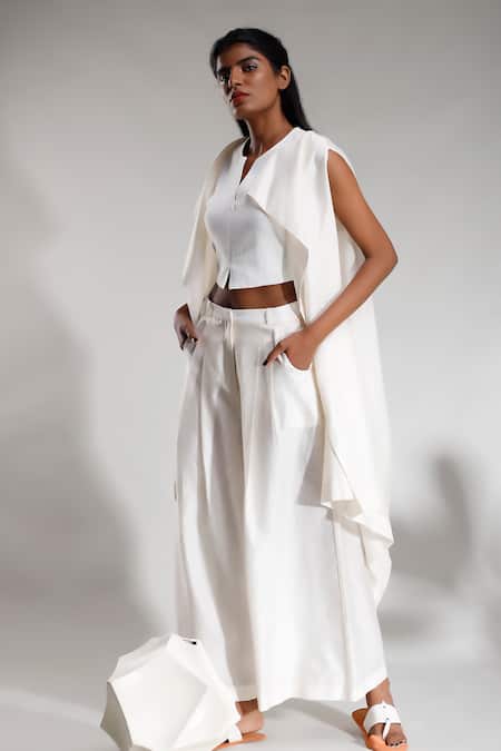 Dhi White Chanderi Silk Embroidery Collared Placement Hand Overlay Jacket Online at Aza Fashions Dhi_White Chanderi Silk Embroidery Collared Placement Hand Overlay Jacket _Online_at_Aza_Fashions