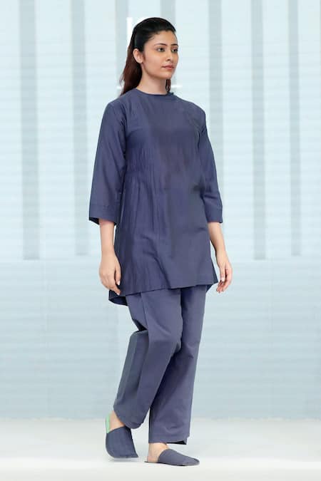 Shop_Dhi_Blue Cotton Salwar Pant _at_Aza_Fashions