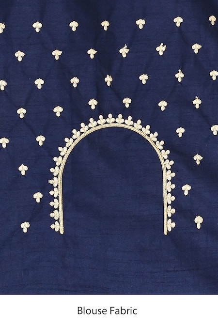 Samyukta Singhania_Green Denim, Silk Embroidery Bandhani And Mughal Pattern Saree With Running Blouse_Online_at_Aza_Fashions