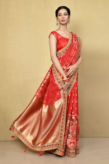 Buy Maroon Sarees for Women by Stava Creation Online | Ajio.com