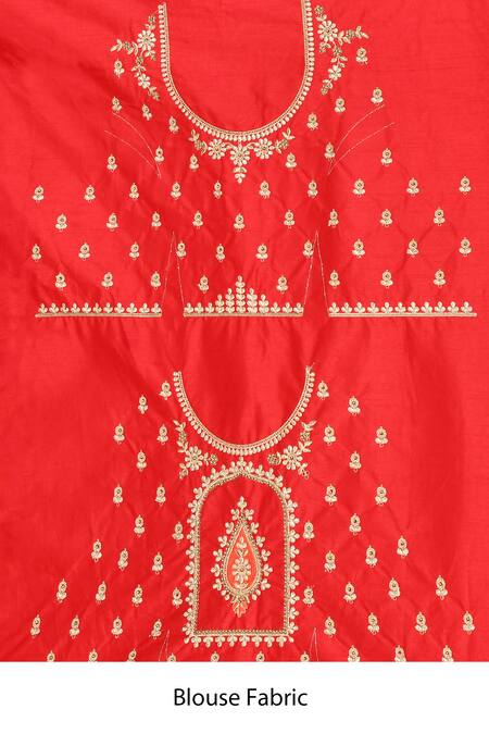 Samyukta Singhania_Red Silk Embroidery Botanic Woven Saree With Running Blouse_Online_at_Aza_Fashions