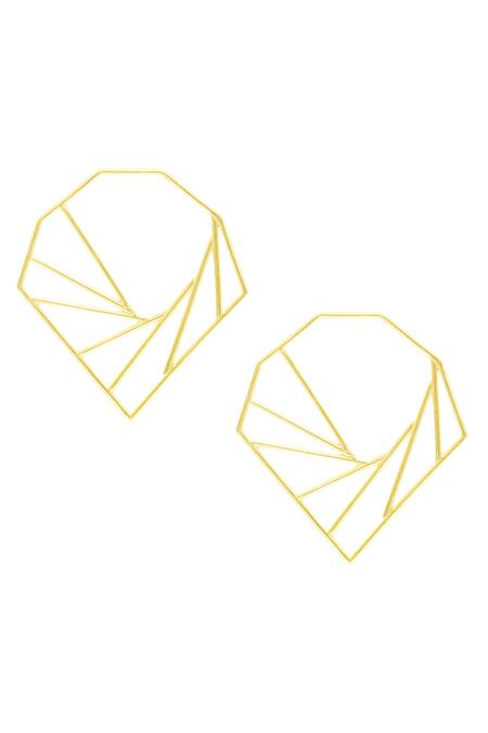 Shop Varnika Arora Gold Plated Geometric Earrings at Aza Fashions Shop_Varnika Arora_Gold Plated Geometric Earrings_at_Aza_Fashions