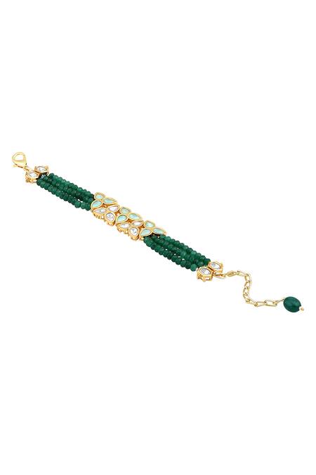HRISHA Gold Plated Crystals Agate Stone Embellished Bracelet Online at Aza Fashions HRISHA_Gold Plated Crystals Agate Stone Embellished Bracelet _Online_at_Aza_Fashions