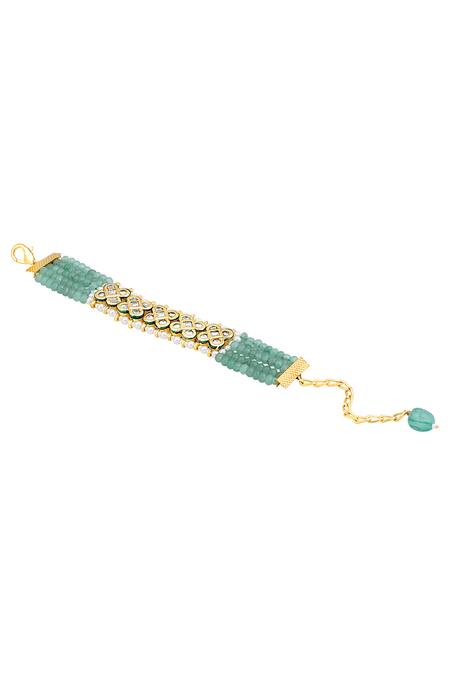 HRISHA_Gold Plated Crystals, Stones Agate Embellished Bracelet _Online_at_Aza_Fashions