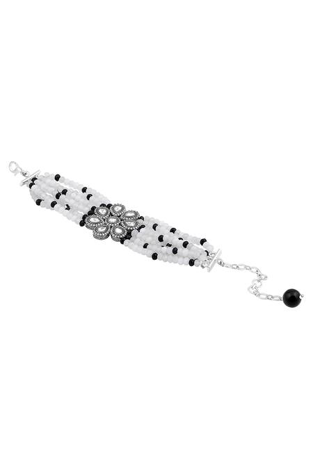 HRISHA Gold Plated Crystals Agate Embellished Brass Bracelet Online at Aza Fashions HRISHA_Gold Plated Crystals Agate Embellished Brass Bracelet _Online_at_Aza_Fashions