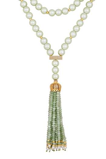 HRISHA_Gold Plated Double Strand Pearl Long Necklace_Online_at_Aza_Fashions
