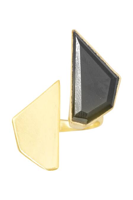 Shop_Varnika Arora_Gold Plated Stones Ring _at_Aza_Fashions