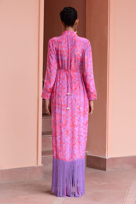 Rishi and Vibhuti Leaf Print Shirt Dress 