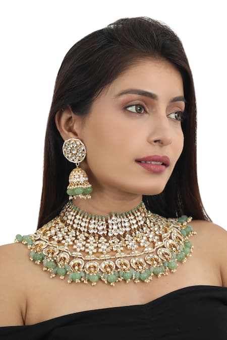 Riana Jewellery Stone Embellished Choker Set 