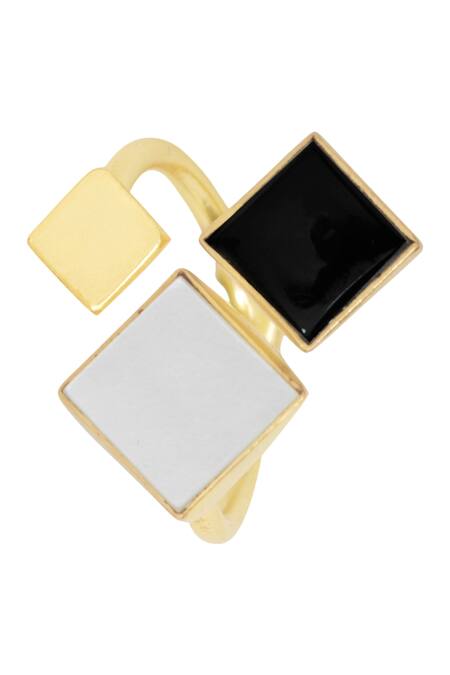 Shop_Varnika Arora_Gold Plated Stones Ring _at_Aza_Fashions