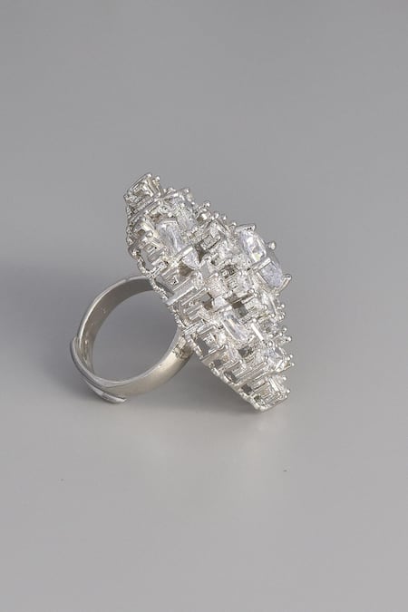 Gwacy Floral Zirconia Solitaire Ring 