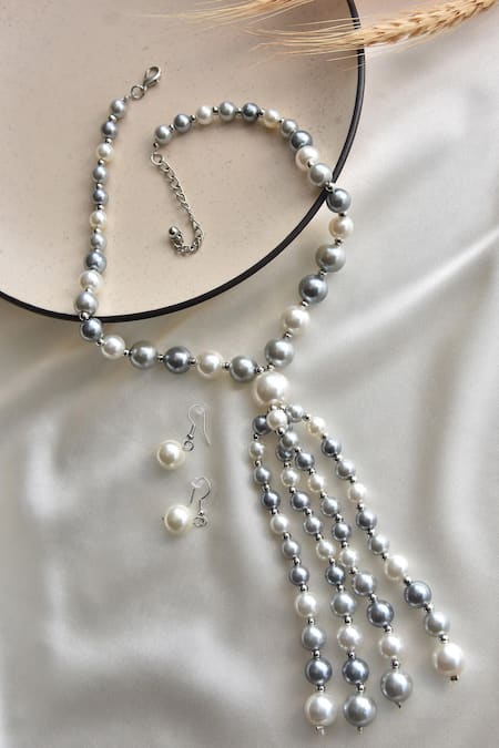 Gwacy Layered Pearl Necklace Set 