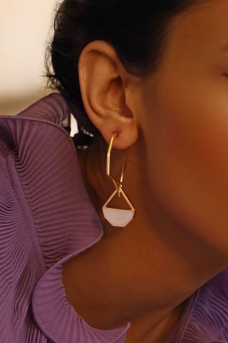 Varnika Arora Gold Plated Stones Geometric Danglers 