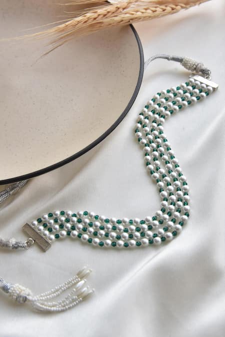 Gwacy Pearl Layered Choker Necklace 