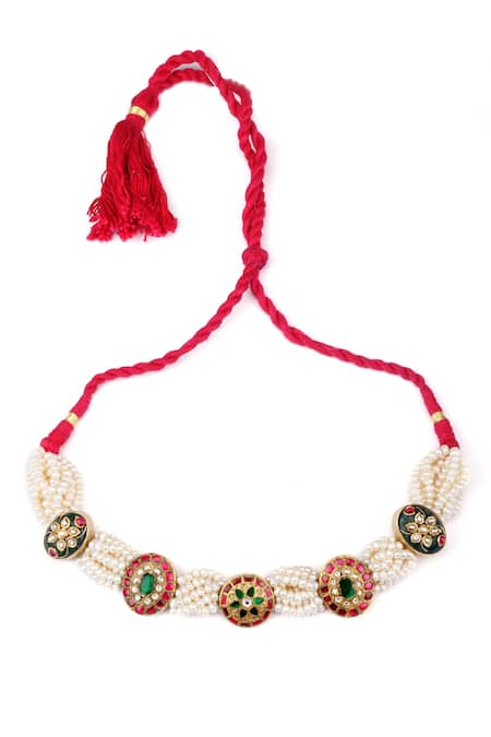 Shop_Sangeeta Boochra X Payal Singhal_Silver Plated Farah Handcrafted Choker _at_Aza_Fashions