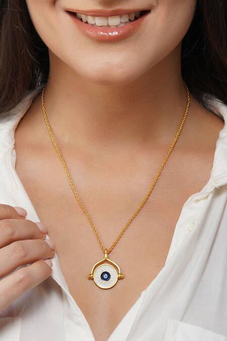 14K Gold Textured Evil Eye Pendant with Blue Opal Stone, Jewish Jewelry |  Judaica WebStore