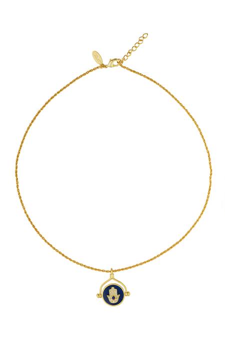 Buy_ZARIIN_Gold Plated Evil Eye And Hamsa Hand Embellished Pendant Necklace _Online_at_Aza_Fashions
