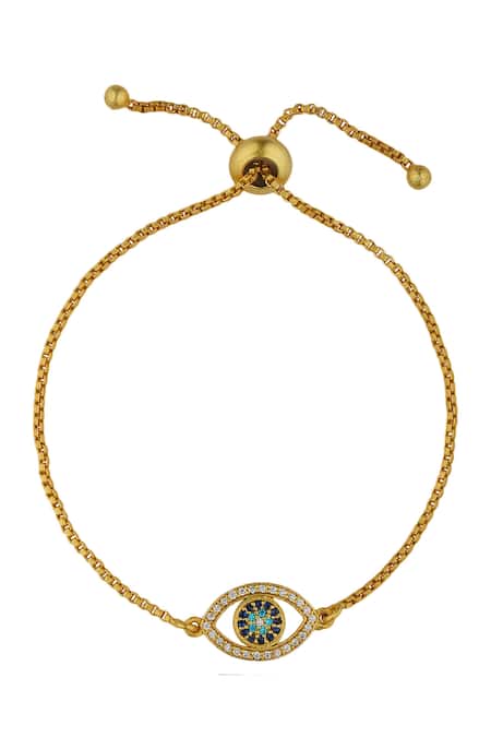 Shop_ZARIIN_Gold Plated Crystals Evil Eye Embellished Bracelet _Online_at_Aza_Fashions