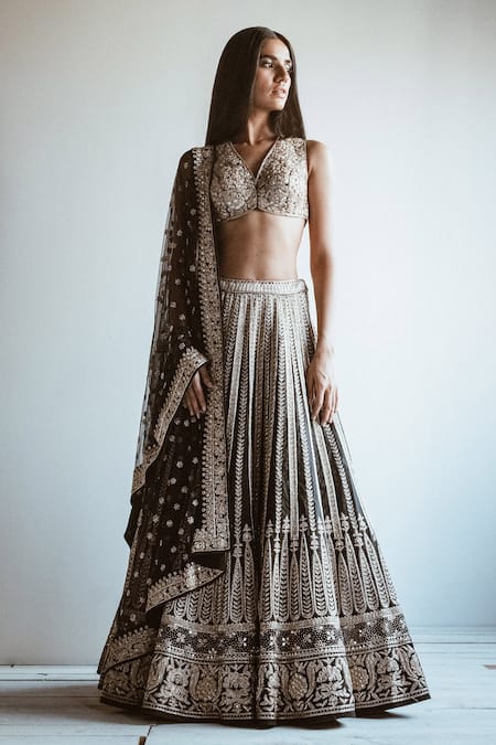 Arpita Mehta Leaf Embroidered Bridal Lehenga Set 