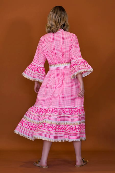 Anannasa Lola Organic Cotton Midi Dress With Sash Belt 