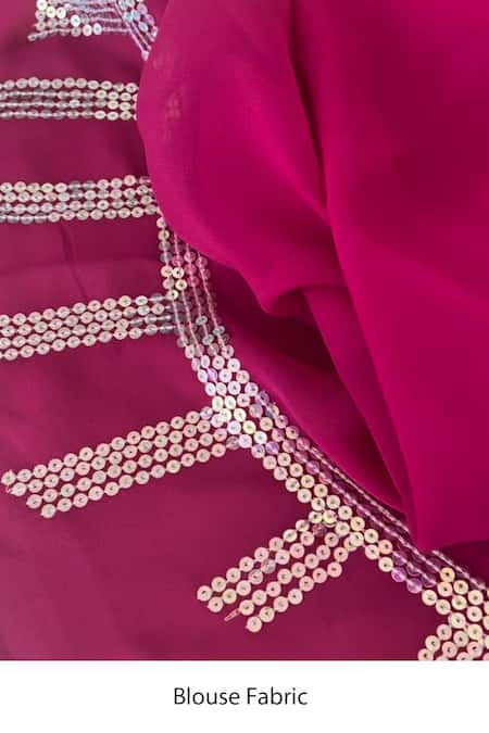Mint N Oranges_Pink Georgette Sequins Chamkeeli Saree With Unstitched Blouse Piece _Online_at_Aza_Fashions