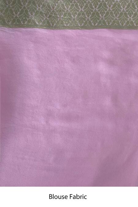 Mint N Oranges_Pink Georgette Striped Saree With Unstitched Blouse Piece_Online_at_Aza_Fashions