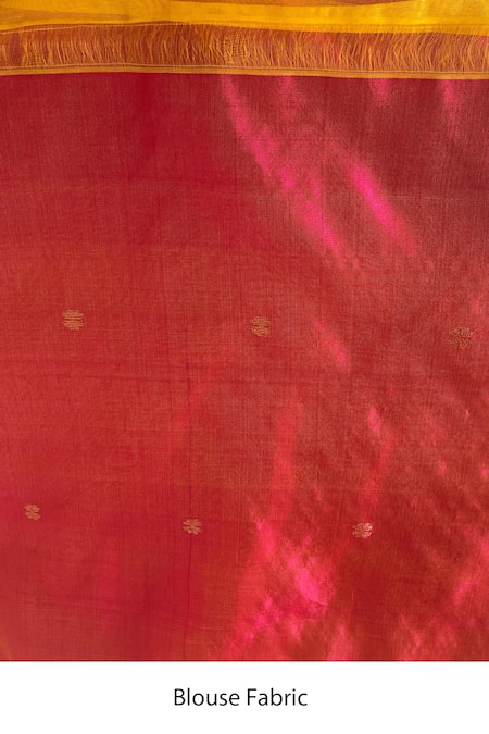 Shop_Mint N Oranges_Yellow Chanderi Handwoven Pure Saree With Unstitched Blouse Piece_Online_at_Aza_Fashions