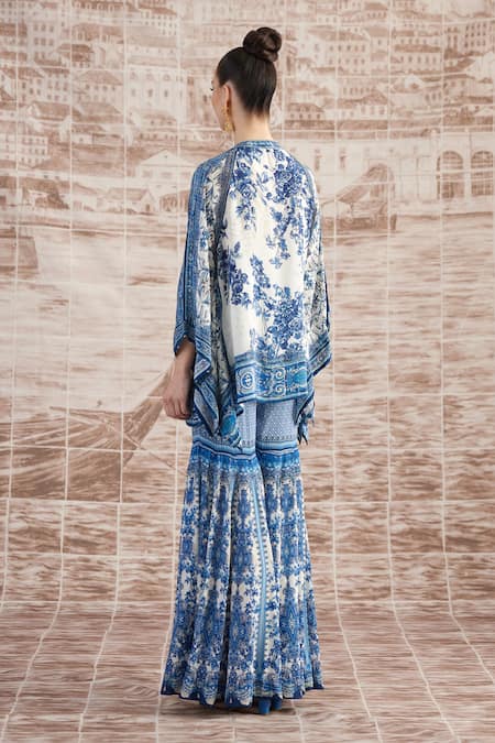 Rajdeep Ranawat Ramona Silk Floral Vintage Print Poncho 