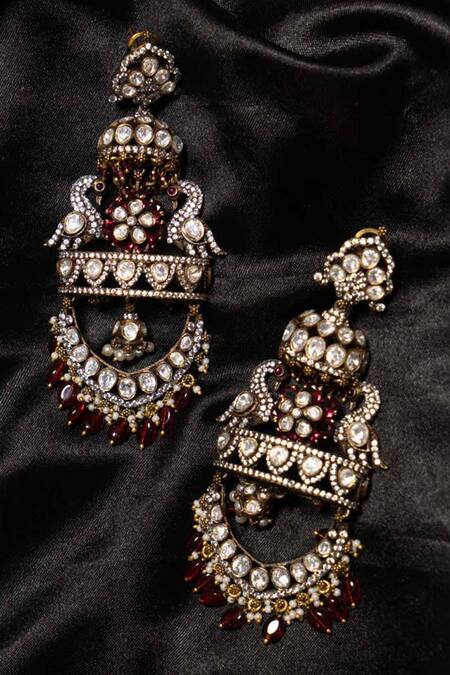 Classy Dual Tone Peacock Shape Jhumka Earring