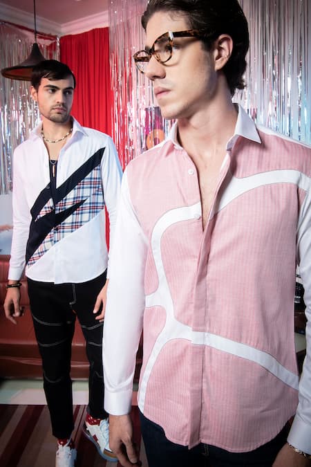 Abkasa_Pink Cotton Embroidery Hippie Shirt _Online_at_Aza_Fashions