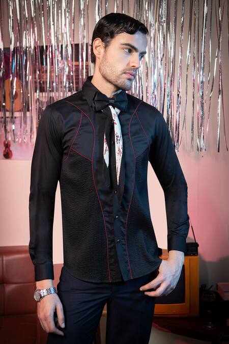 Shop_Abkasa_Black Cotton Bougie Shirt _Online_at_Aza_Fashions