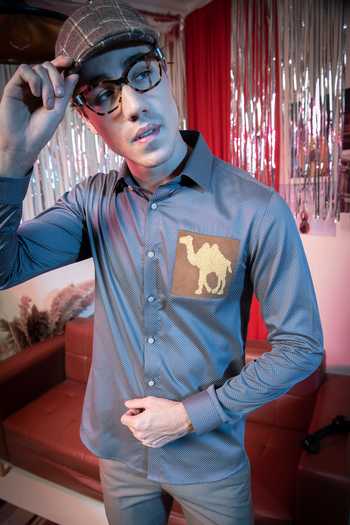 Shop_Abkasa_Grey Cotton Embroidery Camel Patch Pocket Shirt_Online_at_Aza_Fashions