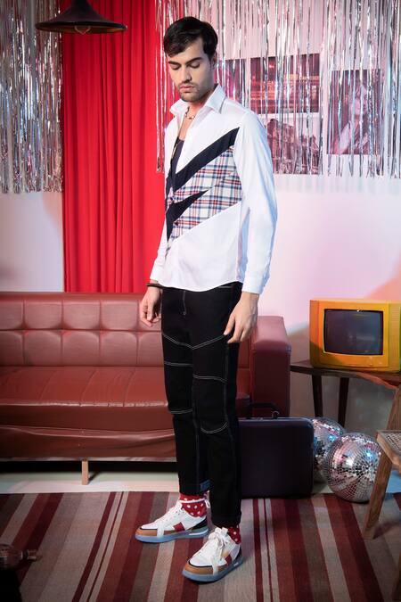 Buy Abkasa White Cotton Embroidery Vinyl Shirt Online at Aza Fashions Buy_Abkasa_White Cotton Embroidery Vinyl Shirt _Online_at_Aza_Fashions