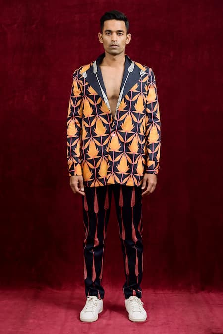 Gaurav Katta Lotus Hand Painted Blazer 