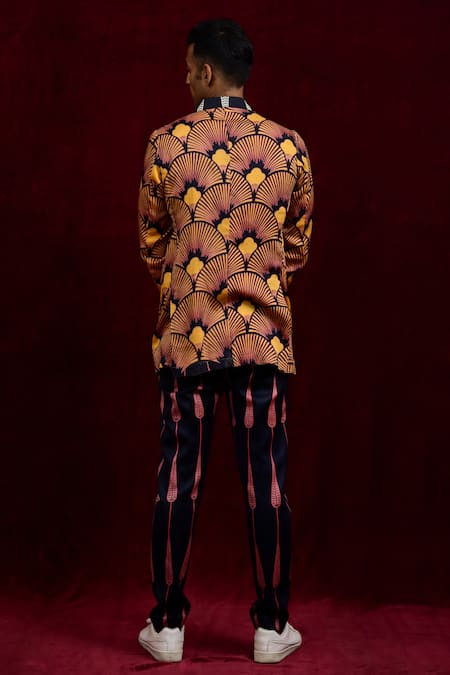 Gaurav Katta Carnation Painted Lapel Collar Blazer 