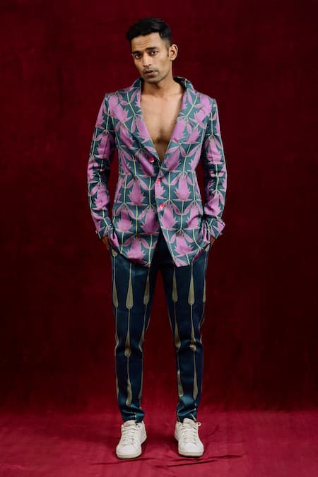 Gaurav Katta Hand Painted Lotus Blazer 