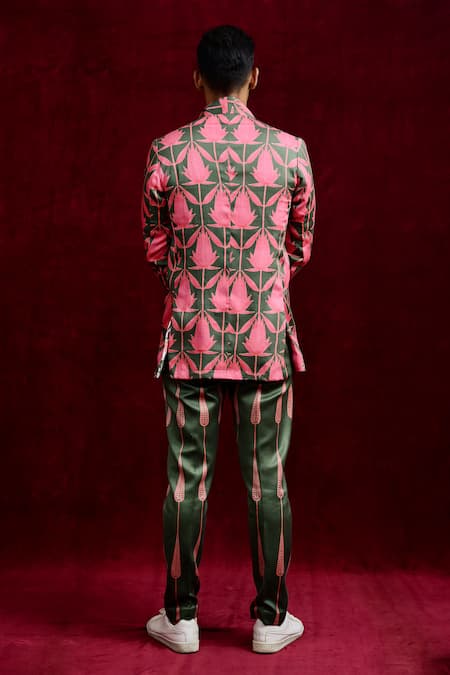 Gaurav Katta Full Sleeve Lotus Hand Painted Blazer 